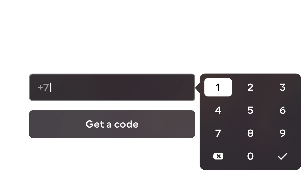 Panel for entering a phone number