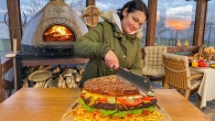 Giant Homemade Cheeseburger Cooked with Love in the Oven