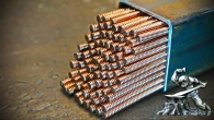Damascus steel technology using copper piano strings.