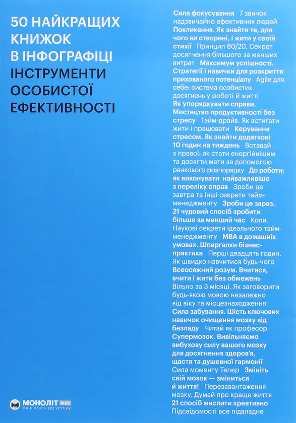 Обкладинка "50 найкращих книжок в інфографіці. Інструменти особистої ефективності"