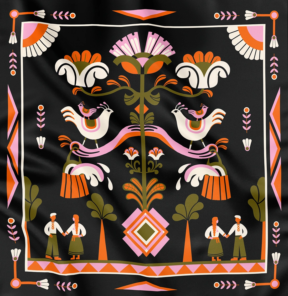 Хустка «Дерево роду» чорна