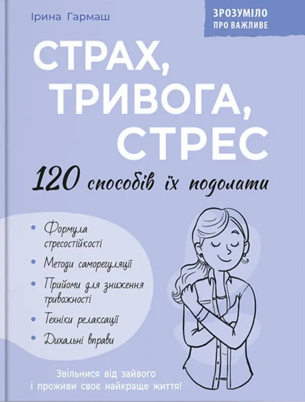 Обкладинка "Страх, тривога, стрес. 120 способів їх подолати"