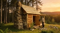 Leaving Everything Behind to Build a Wooden House in the Forest