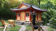 Building a Bushcraft Wooden House with Stone Walls in 45 Days | Full Process