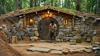 Building an Amazing Hobbit's Hut in the Mountains