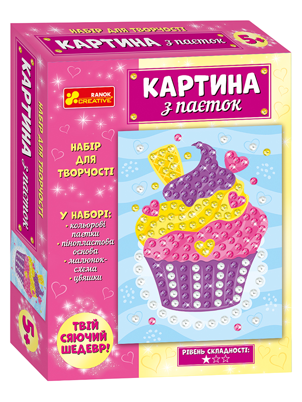 Картина з паєток "Тістечко"