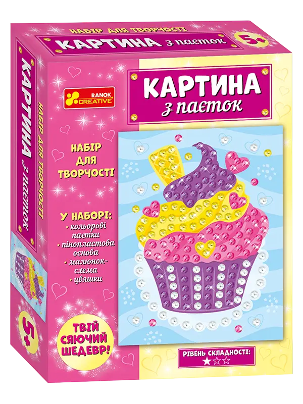 Обкладинка "Картина з паєток «Тістечко»"