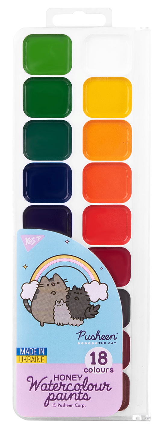 Фарби акварельні Yes Pusheen 18 кольорів
