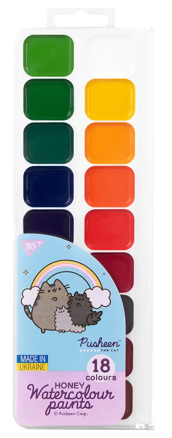 Фарби акварельні Yes Pusheen 18 кольорів