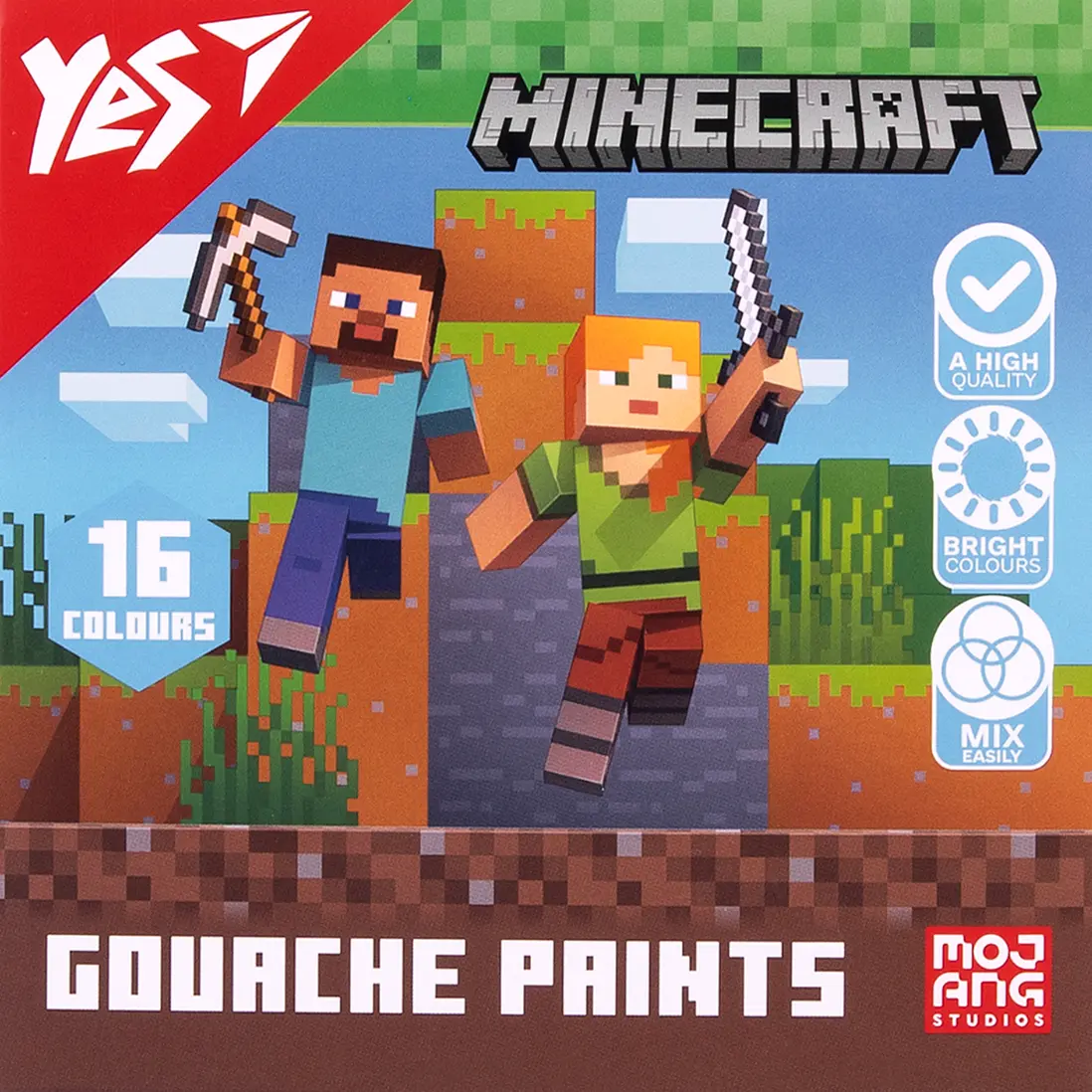 Фарби гуашеві Yes Minecraft 16 кольорів 20 мл