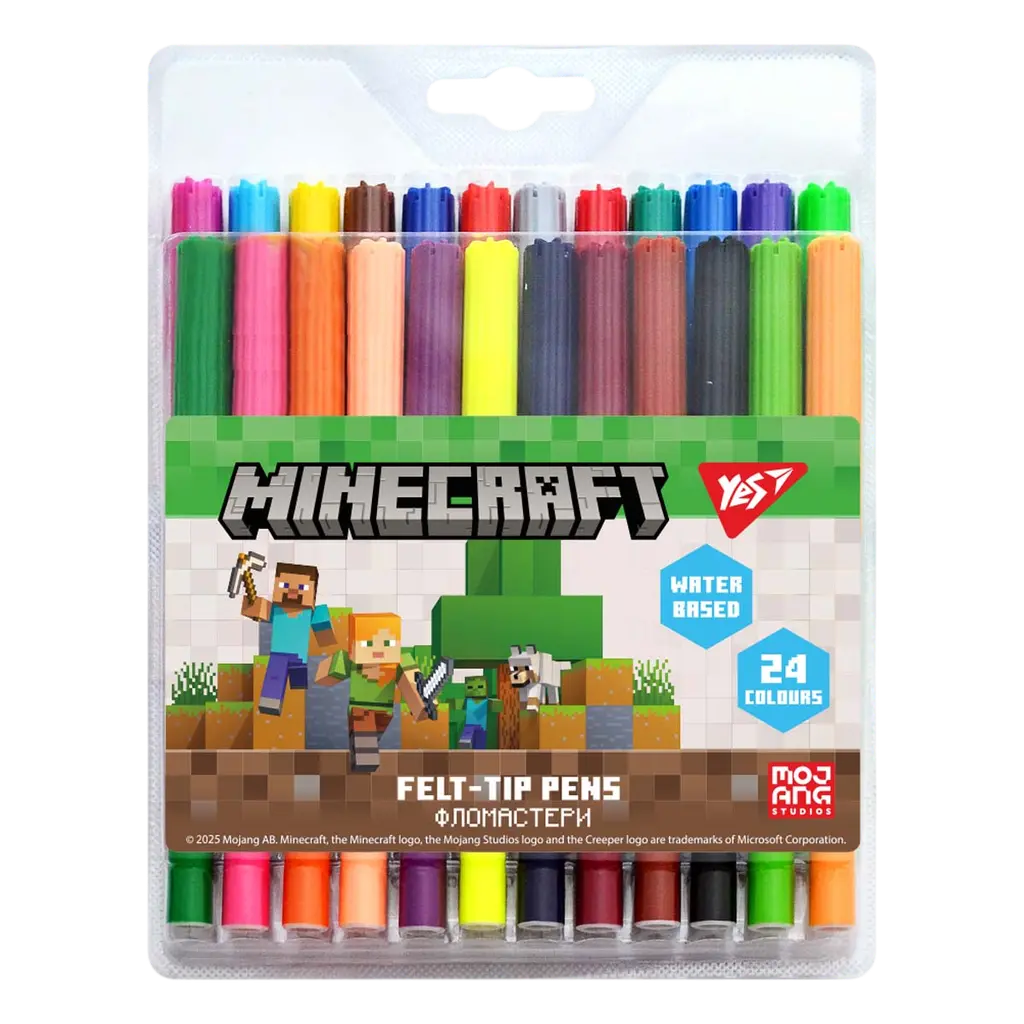 Обкладинка "Фломастери Yes 24 кольори Minecraft"