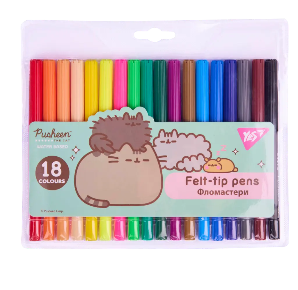 Обкладинка "Фломастери Yes 18 кольорів Pusheen"