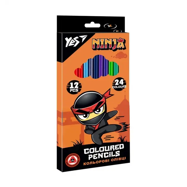 Олівці кольорові YES 12/24 кольорів Ninja