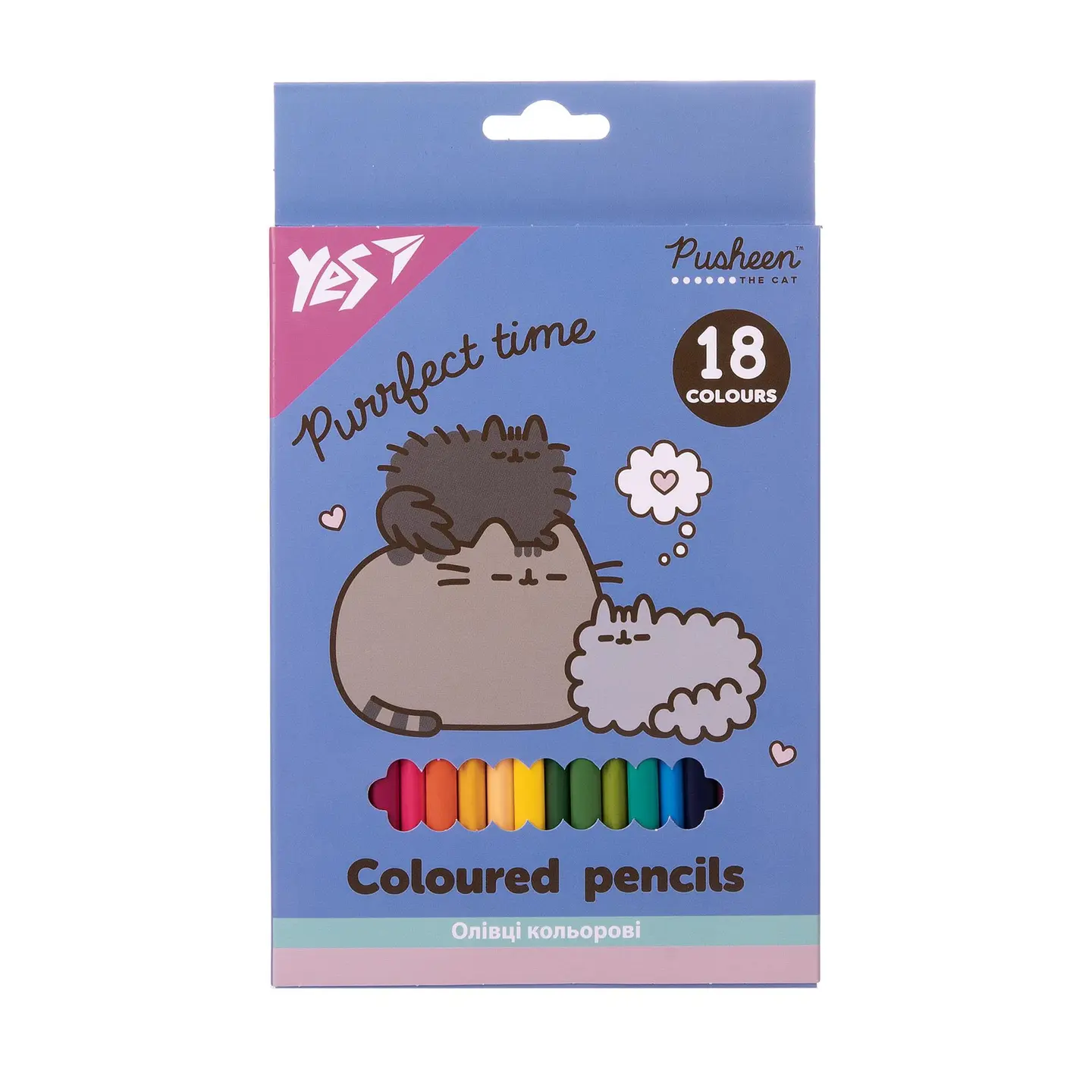 Олівці кольорові YES 18 кольорів Pusheen
