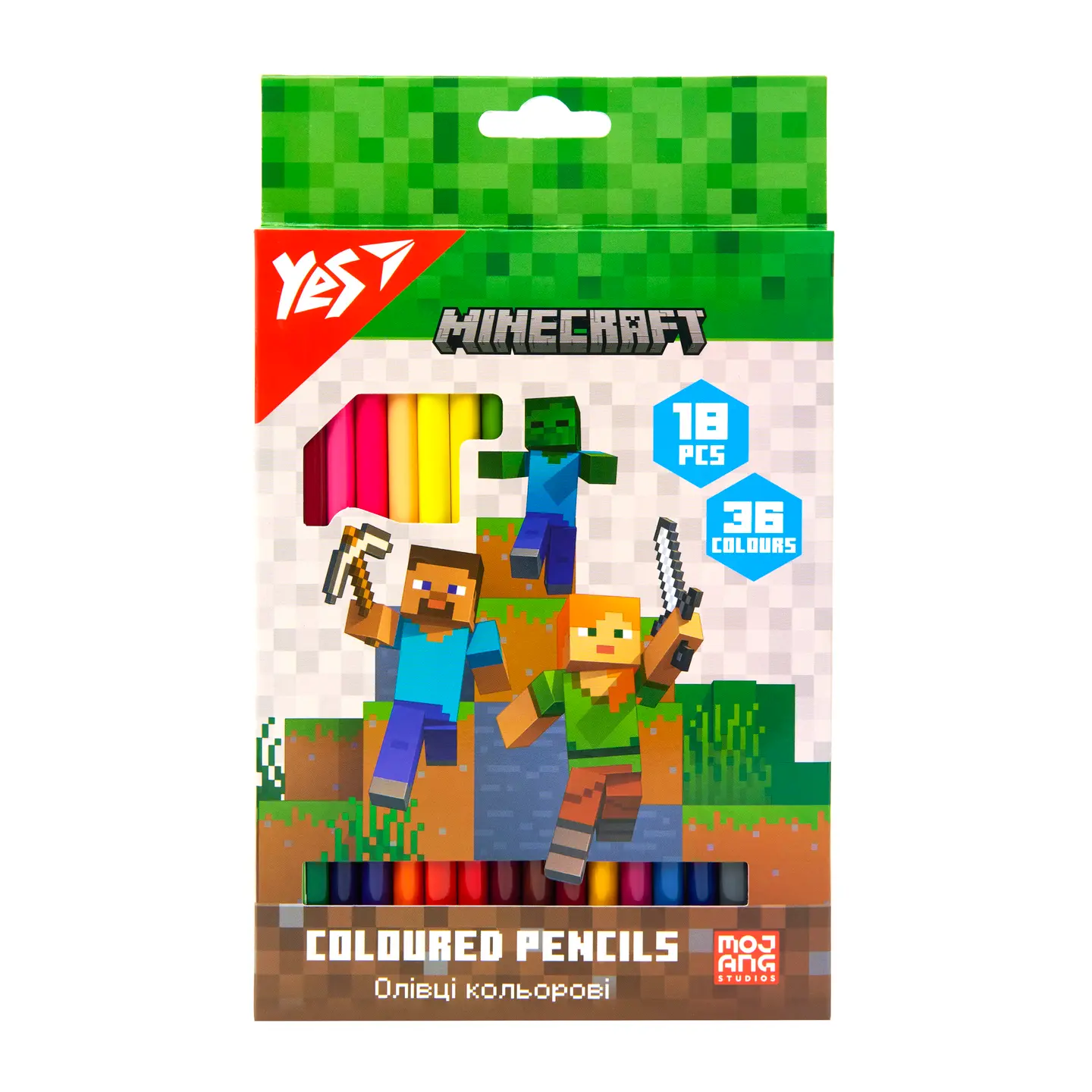 Олівці кольорові YES 18/36 кольорів Minecraft