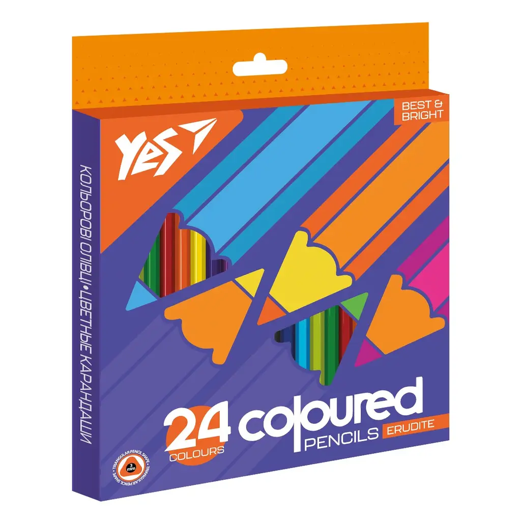Обкладинка "Олівці кольорові YES 24 кольорів Erudite"
