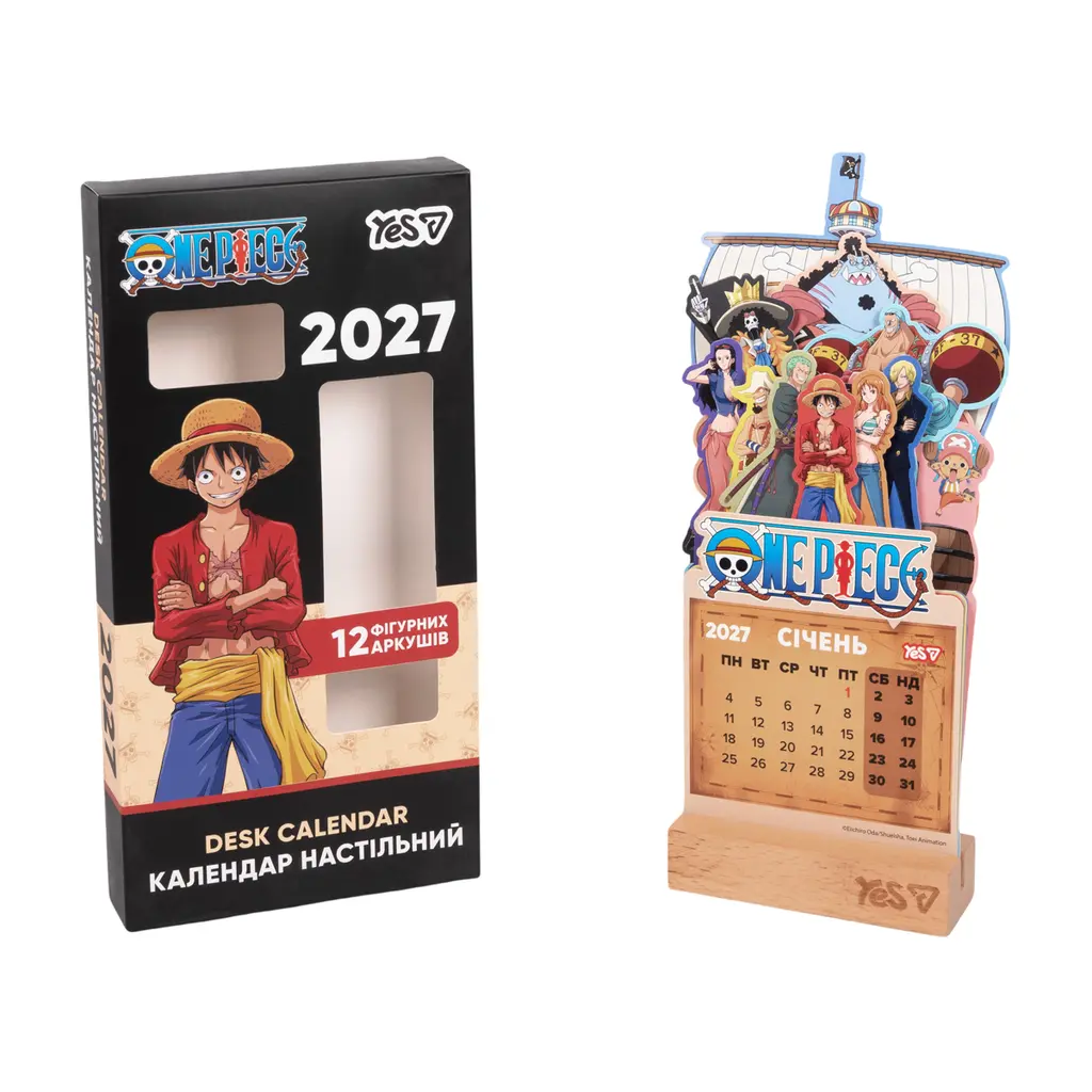 Обкладника "Календар Yes One Piece настільний, формовий на підставці на 2027 р" Обкладинка "Календар Yes One Piece настільний, формовий на підставці на 2027 р"