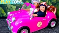 Petitcollin Doll Rides New Pink Car! Play Toys