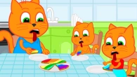 Cats Family in English - Rainbow Caramel Pizza Animation