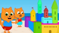 Cats Family in English - Sand Castle Rainbow Animation