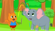 Cats Family in English - Elephant and Rainbow Rays Cartoon for Kids