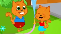 Cats Family in English - Water games Cartoon for Kids