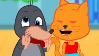 Cats Family in English - Funny Faces Game Benny Mole Cartoon for Kids