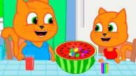 Cats Family en Français - Jus de Pastèque Arc-en-ciel Fait Maison Dessin Animé 2020 en Français