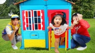 Boram build Playhouses for ddochi and conan-funny videos for kids